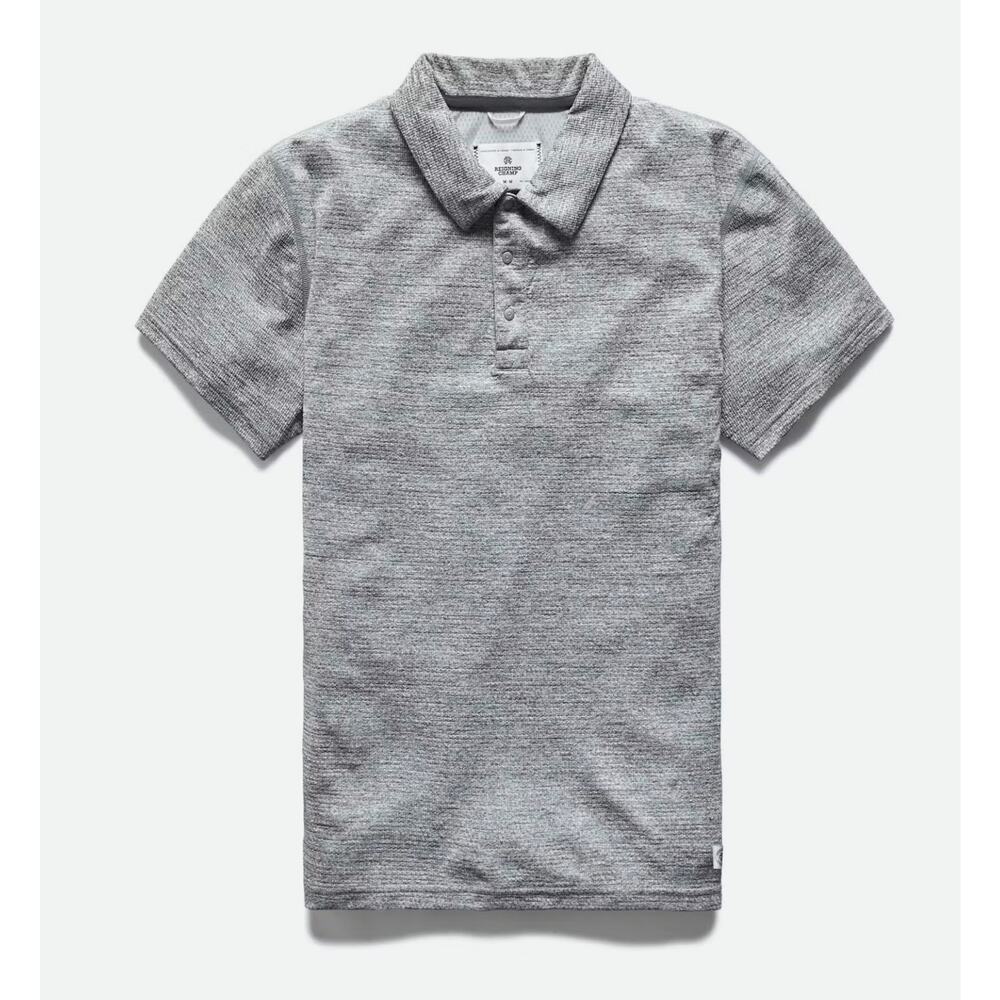 Reigning Champ Solotex Mesh‎ polo shirt heathered gray mens size small